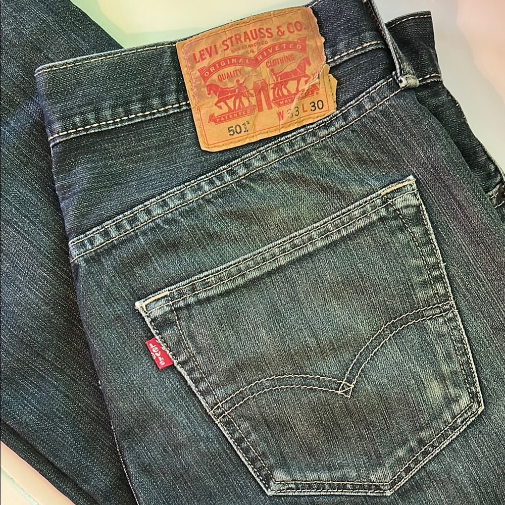 Levi's Blue Straight Jeans with Classic Stitching 33/30